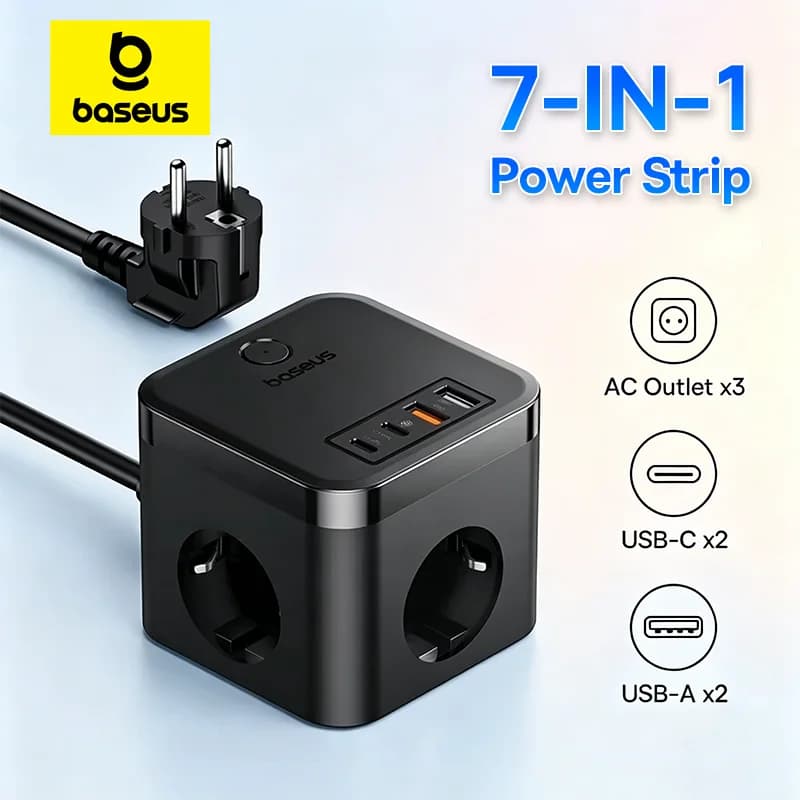 7-in-1 GaN elosztó, 3 AC aljzattal és USB-C porttal
