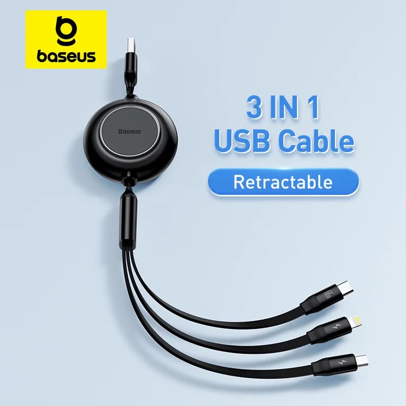 3 az 1-ben visszahúzható USB töltőkábel