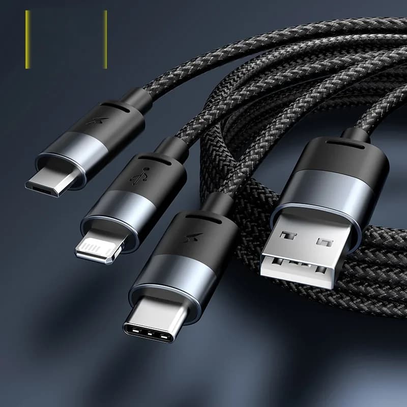 3 az 1-ben USB töltőkábel Type-C és Micro USB csatlakozókkal